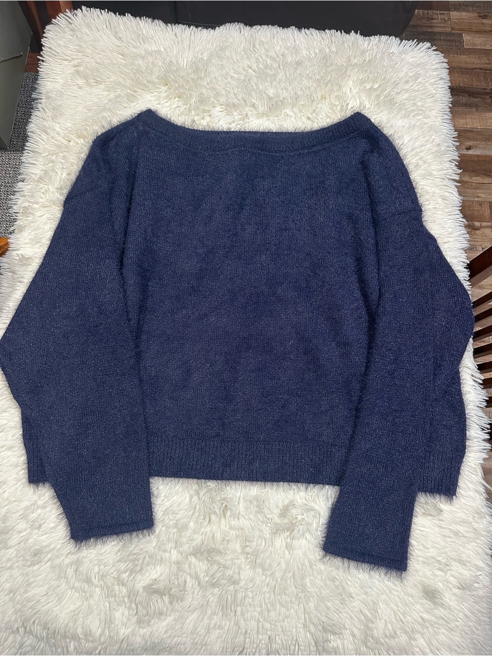 Pacsun Women's Cozy Navy Boatneck Sweater